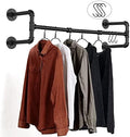 Wall Mounted Clothes Rack - 54" Industrial Pipe Clothing Garment Rack, Space-Saving Heavy Duty Detachable Black Iron Clothes Hanger Pole, Multi-Purpose Hanging Rod for Closet Storage, 4 Base by Varsoul
