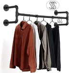 Wall Mounted Clothes Rack - 54" Industrial Pipe Clothing Garment Rack, Space-Saving Heavy Duty Detachable Black Iron Clothes Hanger Pole, Multi-Purpose Hanging Rod for Closet Storage, 4 Base by Varsoul