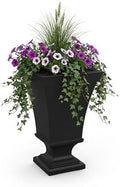 Mayne Vienna 25in Self-Watering Tall Square Urn Planter, Black by Mayne