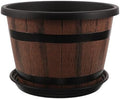 Whiskey Barrel Planter Plastic Rustic Decorative Plant Pot by BCOATH