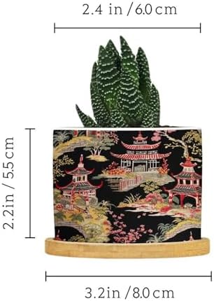 Chinoiserie Coral Asian Ceramic Planters Chinoiserie Chic Asian Planters for Outdoor Plants with Drainage Holes and Saucers Pot for Home Office Desk Garden - Image 2