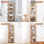 4‑Tier Expandable Bamboo Corner Shelf with Rail, Display Storage Stand - Image 6