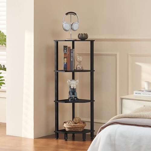 YUFAM 4-Tier Corner Shelf, Black - Image 6
