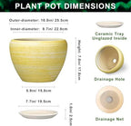 Ceramic Planter 10 Inch, Ceramic Pots for Plants, Textured Yellow - Image 2