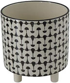 Creative Co-Op Round Stoneware Planters with Geometric Prints, Black and White by Unknown