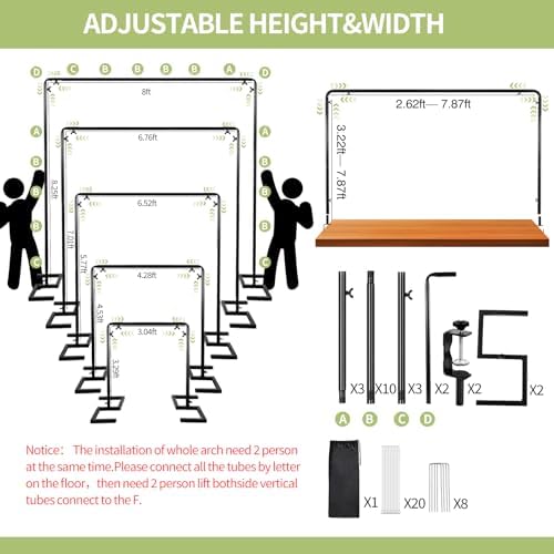 8.2FT x 8FT Square Backdrop Stand Heavy Duty Black Wedding Arch with Clamps - Image 4