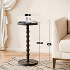 Small Round Side Table, Rubberwood‌ Drink Table for Small Spaces - Image 3