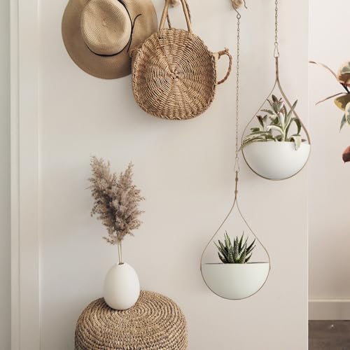 Hajia Waterdrop Shaped Hanging Planter, Metal Plant Hanger with Non-Detachable Pot, Hanging Plant Holder for Wall and Ceiling Decor.(No Plants and Drainage Holes) (Beige, Medium 1 Pack) - Image 6