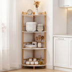 4‑Tier Expandable Bamboo Corner Shelf with Rail, Display Storage Stand - Image 4