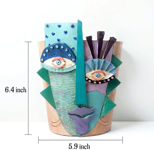 Mrlikale Abstract Face Planter Pots, Unique Head Planter with Drainage Hole - Image 5