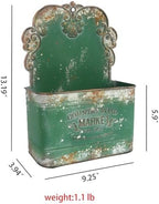 All Chic Set of 2 Metal Hanging Wall Planters Outdoor Indoor Mail Wall Mounted Planter Antique Shabby Chic Wall Decor (Green) - Image 2