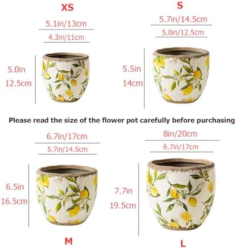 Reto Rustic Ceramic Flower Pots for Garden Plants and Succulents,Distressed Cracked Glazed Planters with Drainage Holes Tuscan Flower Pots for Outdoor,Yellowl,no Hole - Image 4