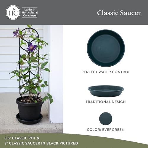 The HC Companies Flower Pot Saucers - Plastic Plant Saucer for Outdoors & Indoors - Traditional Design Plant Pot Trays for Water Drainage - Durable & Stylish Round Plant Tray (21-inch Evergreen) - Image 2