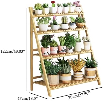 3‑Tier Folding Ladder Bamboo Plant Stand, 48in Tall Corner Floor‑Standing P - Image 7