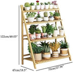 3‑Tier Folding Ladder Bamboo Plant Stand, 48in Tall Corner Floor‑Standing P - Image 7