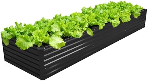 DIIYIV 12x2x1.5FT Galvanized Raised Garden Bed,Vegetable Boxes-Rectangle Metal Flower Box,Large Planter Raised Beds Outdoor Garden for Planting,Fruit,Herb-Black by DIIYIV
