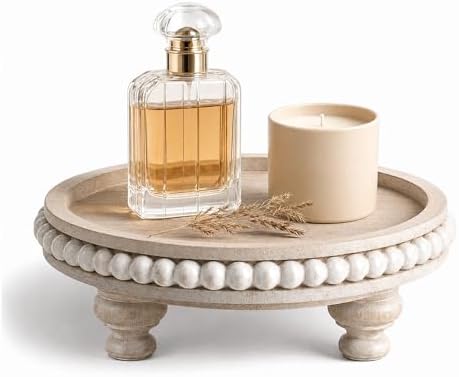 EOSAHR Beaded Wood Riser, Pedestal Stand for Kitchen Decor, Light Natural by EOSAHR