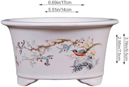 6.69" Glazed Bonsai Pots, with Drainage, Indoor-Outdoor Decor - Image 2