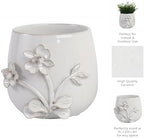 Ceramic Planter and Flower Pot for Home Decor – Elegant Plant Pot with Sculpted Floral Detail for Indoor and Outdoor Use – Adds a Romantic Touch to Garden, Patio, Living Room, or Shelf – 6" Ivory - Image 5