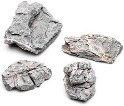 SubstrateSource Natural Aquarium Stones - Soft Grey to Bluish-Grey w/Subtle White Veins - Iwagumi Aquascaping Rocks, Freshwater Tanks, Betta Fish Tank, Shrimp, Cichlids - Boutique Seiryu, 10 LB by SubstrateSource