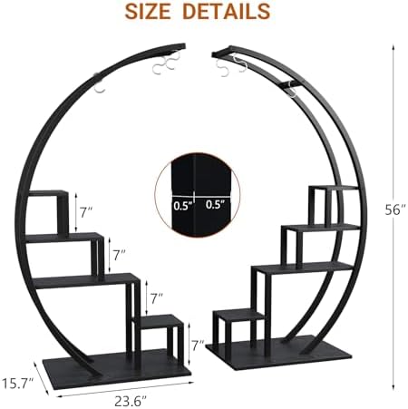 GarveeLife Plant Stand Indoor 5 Tier, Metal Half Moon Plant Shelf 2 Pack - Image 7