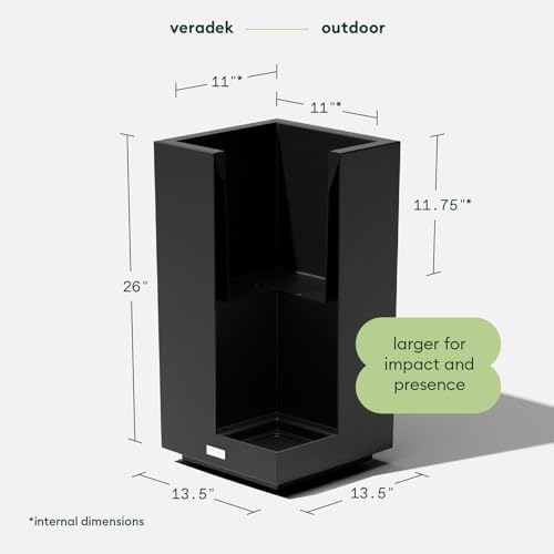 Veradek Block Series Pedestal Planter - Tall Rectangular Outdoor Planter - Image 2