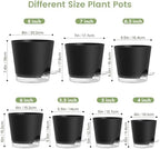 Meowell Self Watering Pots Set of 7 – Assorted Size 4" to 8" Indoor Plant Pots with Drainage Holes and Clear Reservoir for Visible Water Level, Plastic Wicking Planter for House Plants & Flower, Black - Image 2
