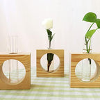 Generic Test Tube Planter Glass Tube Vase Test Tube Bud Vase Desktop Glass Planter Terrarium Propagation Station Plant Terrarium Test Tube with Wood Stand for Hydroponics Plants 2 Sets - Image 3