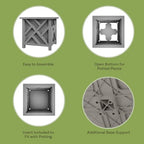 Lattice Design Outdoor Planter Box 2-Pack - 15.5” Square 16.5” Tall Gray Decorative Plant Pots for Front Porch Decor - Flower Pots Outdoor Planters for Porch Patio or Garden Decor by Pure Garden - Image 3