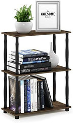Furinno TURN-N-TUBE Storage Shelves, 3-Tier Book Shelf, Corner Shelf, Toolless Open Shelves, for Organization and Storage, Living Room, Garage, Home Office, Columbia Walnut by Furinno-FitsYourSpaceFitsYourBudget