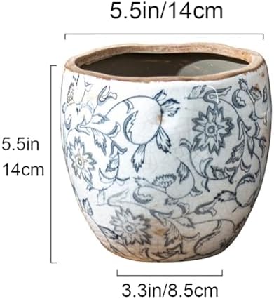 Reto Rustic Ceramic Flower Pots for Garden Plants and Succulents,Distressed Cracked Glazed Planters with Drainage Holes Tuscan Flower Pots for Outdoor,Grays,no Hole - Image 4