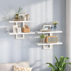 HOOBRO Floating Shelves, 15 Inch Wall Shelf Set of 2, Wall Mounted Storage Shelves 2-Tier, Hanging Bathroom Shelves, for Living Room, Bedroom, Bathroom, Kitchen, White WW32BJ01 by HOOBRO