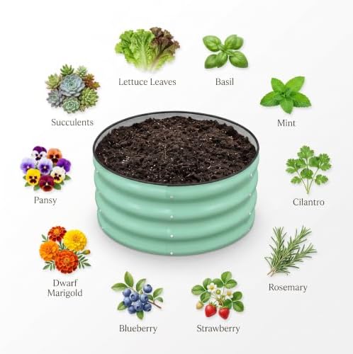 SnugNiture 3 Pcs 2x2x1ft Round Galvanized Raised Garden Bed Kit Outdoor, Metal Planter Box for Planting Plants Vegetables, Green - Image 5