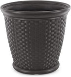 Suncast 2 Pack Sonora 22 Inch Plastic Wicker Indoor or Outdoor Decorative Garden Flower Planter for Entryways, Porch, and Backyard Patios, Dark Brown - Image 6