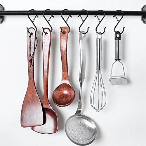 Waitkey 48 Pack S Hooks for Hanging, 3.5 inch Heavy Duty Metal S Hooks with Safety Buckle S Shaped Hooks Pot Rack Closet Hooks for Hanging Plants, Clothes, Kitchen Utensil, Pots, Pans, Bags (Black) - Image 4