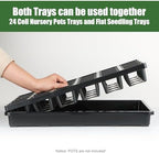 RooTrimmer 24 Cell Nursery Pots Trays (17"x11"x2") with Plastic Flat Seed Starter Trays, Durable Carrying Seedling Starter Tray, Reusable Planting Tray for Holding 2.7 inch Nursery Pots, 3 Sets Combo - Image 2