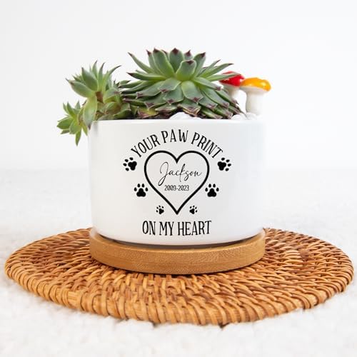 Personalized Dog Memorial Gift Planter, Dog Sympathy Gift - Pet Memorial, Pet Memorial Planter Pot with Bamboo Tray, Custom Pets Condolences Loss Gifts, Dog Memorial Gifts Plant Pot, 5 - Image 3