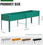 Land Guard Galvanized Raised Garden Bed with Legs, 96×24×32in Raised Garden Beds Outdoor with Drainage Holes, Planter Boxes Outdoor for Backyard, Patio, Balcony, 1200lb Capacity, Green - Image 2