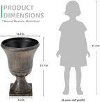 22" Tall Urn Planters Set of 2 Large Flower Pots, Antique Bronze - Image 6