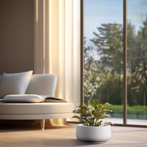 Kante Accent Round Bowl White Concrete Planter 14.2" Dia, Outdoor - Image 5