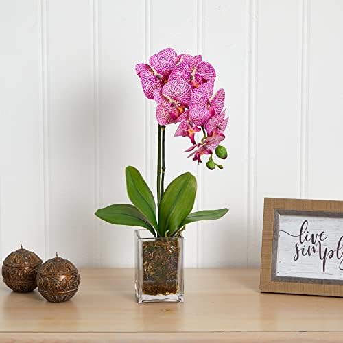 Nearly Natural 20 in Artificial Phalaenopsis Orchid Arrangement in Vase - Image 2