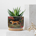 Chinoiserie Tiger Ceramic Planters Green and Turquoise Tiger Stripe Planters for Indoor Plants with Drainage Holes and Saucers Pot for Pots Outdoor Indoor Plants - Image 7
