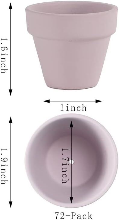 Yishang 1.9 Inch Tiny Pink Terracotta Pots Pack of 72-Small Mini White Clay Pots with Drainage Holes Flower Nursery Terra Cotta Planter for Tiny Cactus,Herb,Succulent Plants,Crafts - Image 2