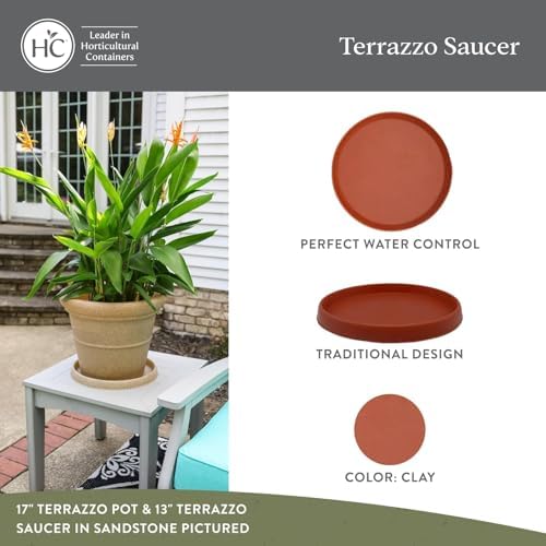 The HC Companies Terrazzo Plant Saucer, 23 Inch, Clay, 1-Pack - Image 2