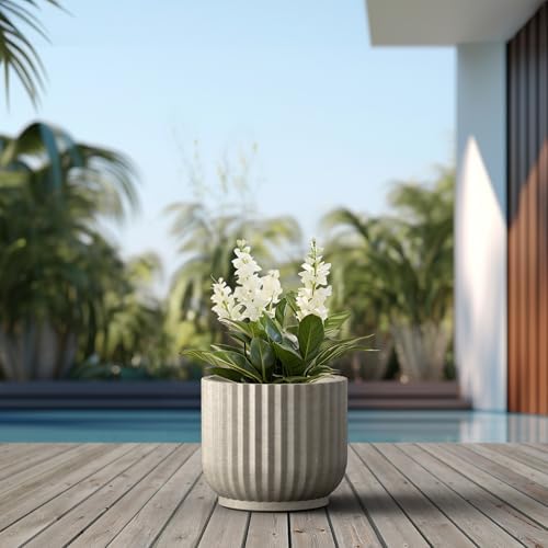 Kante Accent Round Pedestal Weathered Concrete Planter 14" Dia, Outdoor - Image 6