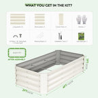 2 Pcs Raised Garden Bed Outdoor 4x2x1ft, Metal Planter Boxes, White - Image 6