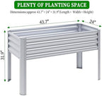 Galvanized Raised Garden Bed with Legs, 43×24×32in Large Metal Elevated Raised Planter Box with Drainage Holes for Backyard, Patio, Balcony, 400lb Capacity,Sliver - Image 4
