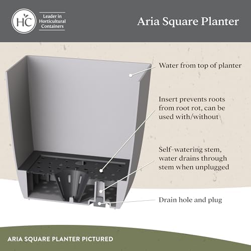 The HC Companies Aria Self Watering Square Plant Pot w/Drainage - Classic Planters for Outdoor Plants & Indoor Plants - Lightweight & UV-Resistant Plastic Pots for Plants (8" Matte Black, Pack of 2) - Image 3
