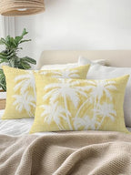 Tropical Palm Tree 12x20 Waterproof Outdoor Lumbar Pillows Set of 2 with Inserts, Vintage Yellow Exotic Botanical Plants Patio Decorative Cushion Pillows for Outdoor Sofa Bench Porch Balcony - Image 3