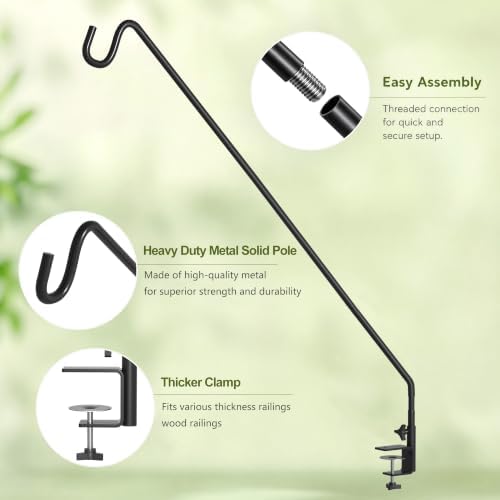 MIXXIDEA 2 Pack Heavy Duty Extensible Adjustable Deck Hooks for Hanging Bird Feeders, Plants, Suet Baskets, Wind Chimes, Lanterns - Image 5